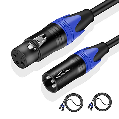 AuxLink XLR Cables, Microphone Cables 3ft 2 Pack, Heavy Duty Balanced XLR Speaker Cable Male to Female Suitable for Microphones, Speaker Systems, Radio Station, Stage Lighting and More-3 Feet