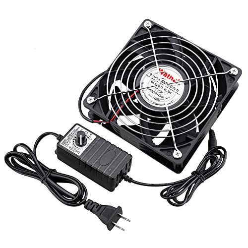 Wathai 120mm x 38mm 110V 220V AC Powered Axial Fan ,12V Variable Speed Controller with AC Plug ,for Receiver Xbox DVR Playstation Component Electronics Cooling and Cabinet Ventilation