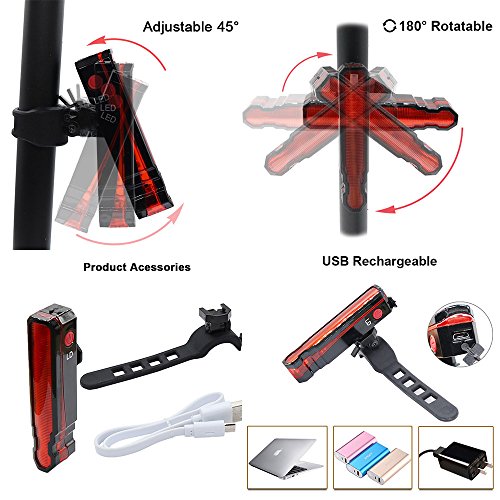 Bike Tail Lights USB Rechargeable, Super Bright Bicycle Rear Light 5 LED 2 Light 6 Modes, Red High Intensity Led Accessories Fits On Any Bike. Easy to Install for High Performance Cycling Safety | The Storepaperoomates Retail Market - Fast Affordable Shopping