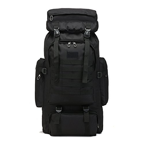DDSG 80l travel hiking backpack Large Capacity Water Resistance Hiking Bag for Men (Black)