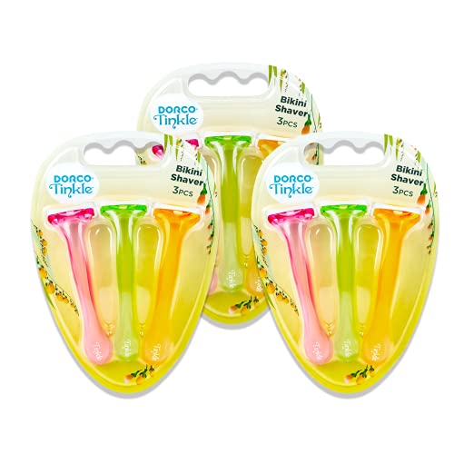 Tinkle Bikini Trimmer 1 Pack | 3 Shavers | Disposable Razor with Moisture Strip for Shaving Sensitive Areas | 3 pack (9 ct)