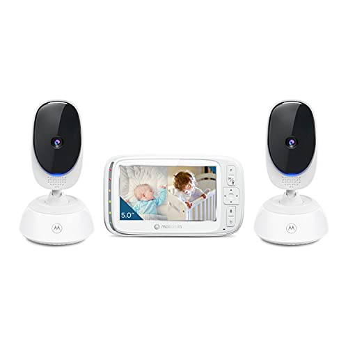 Motorola Baby Monitor – VM75 Video Baby Monitor with 2 Cameras, 1000ft Range 2.4 GHz Wireless 5″ Screen, Two-Way Audio, Remote Pan, Digital Tilt, Zoom, Room Temperature Sensor, Lullabies, Night Vision