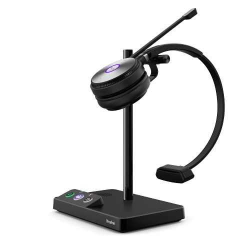 Yealink WH62 Mono Teams Wireless Noise Canceling Headset – Connects and Works with USB Enabled Desk Phones, Computers and Softphones. Headset Includes a 500ft Wireless Range + Intelligent Mute