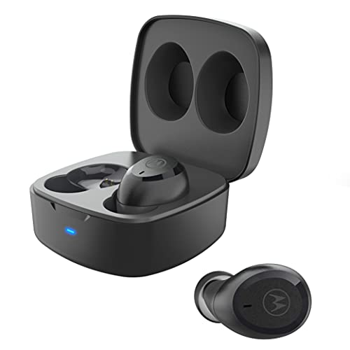 Motorola Moto Buds 100 – True Wireless Bluetooth Earbuds with Microphone – Lightweight, IPX5 Water Resistant, Touch-Control – Comfort Fit and Clear Sound – Includes Micro Charging Case – Black