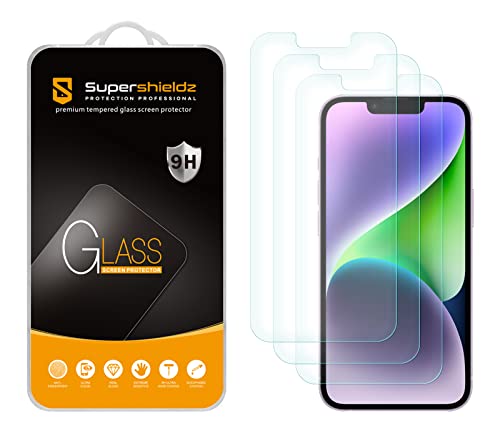 (3 Pack) Supershieldz Designed for iPhone 14 / iPhone 13 / iPhone 13 Pro (6.1 inch) Tempered Glass Screen Protector, Anti Scratch, Bubble Free