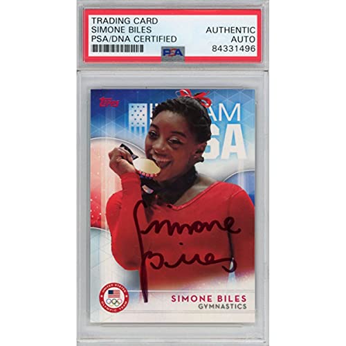 Autographed/Signed 2016 Topps Simone Biles #38 Olympic Rookie RC Auto Trading Card PSA/DNA COA