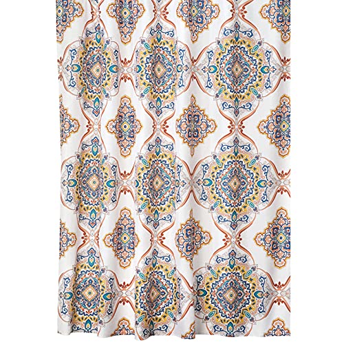mDesign Decorative Medallion Print Easy Care Fabric Shower Curtain with Reinforced Buttonholes, for Bathroom Showers, Stalls, and Bathtubs, Machine Washable – 72″ x 84″ – Spice Multi-Colored