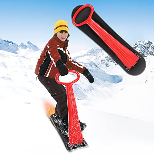 OTES Snow Sled, Fold-up Snow Scooter with Handle Durable Snowboard Kick-Scooter Sliding Snow Sled for Kids Outdoor Fun Winter Toys for Use On Snow Sand and Grass,Red