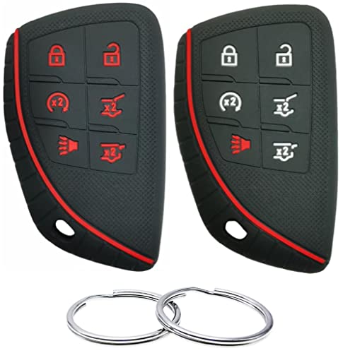 REPROTECTING Silicone Rubber Key Fob Cover Compatible with (6 Buttons) 2021 2022 2023 Chevrolet Suburban Tahoe GMC Yukon GM-13541565 13537962 13541567 13537964 Black/Black