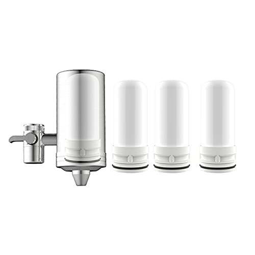 Faucet Water Filter, Home Drinking Water Filter, Drinking Water Filtration System with 4 Replacement Filter for Home Kitchen Office Use