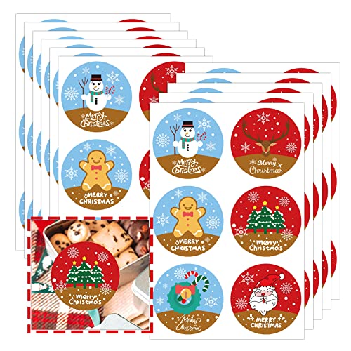 Well Tile Merry Christmas Stickers 2 Inch Xmas Tree Santa Snowman Gingerbread Man Deer Gift Tag Sticker – Christmas Gift Labels Holiday Present Xmas Decor Envelope Seals for Cards Packages 300 Pcs