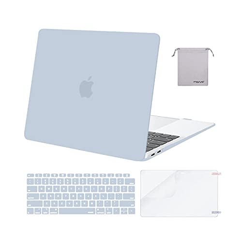 MOSISO Compatible with MacBook Air 13 inch Case 2022, 2021-2018 Release A2337 M1 A2179 A1932 Retina Display Touch ID, Plastic Hard Shell&Keyboard Cover&Screen Protector&Storage Bag, Baby Blue