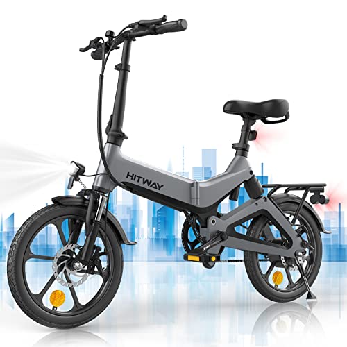 HITWAY Electric Bike for Adults,500W/36V/8.4Ah Ebike with Removable Battery,16 Inch Folding Electric Bicycles,15.5MPH/35-70KM,3 Riding Modes,IP54