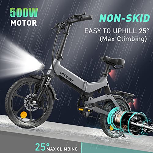 HITWAY Electric Bike for Adults,500W/36V/8.4Ah Ebike with Removable Battery,16 Inch Folding Electric Bicycles,15.5MPH/35-70KM,3 Riding Modes,IP54 | The Storepaperoomates Retail Market - Fast Affordable Shopping