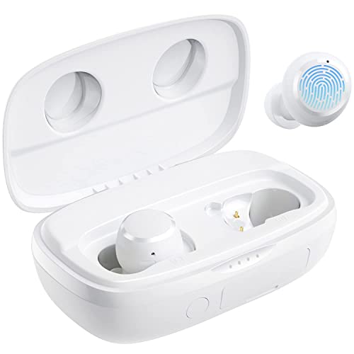 Tribit 2022 Wireless Earbuds, 150H Playtime Bluetooth 5.2 IPX8 Waterproof Call Noise Reduction Bluetooth Earbuds Touch Control Headphones with Mic Earphone in-Ear Wireless Earphones,Flybuds 3S White