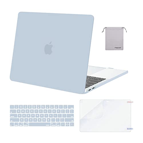 MOSISO Compatible with MacBook Pro 13 inch Case M2 2023, 2022, 2021-2016 A2338 M1 A2251 A2289 A2159 A1989 A1708 A1706, Plastic Hard Shell&Keyboard Cover&Screen Protector&Storage Bag, Baby Blue