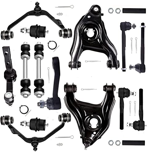 AMFULL New 16-PC 2WD Front Lower Upper Control Arm w/Ball Joints Idler Arm Pitman Arm Tie Rod Ends Sway Bar Links Fit 1997-2003 For Ford For F-150 For F-250 Expedition For Lincoln Navigator Blackwood