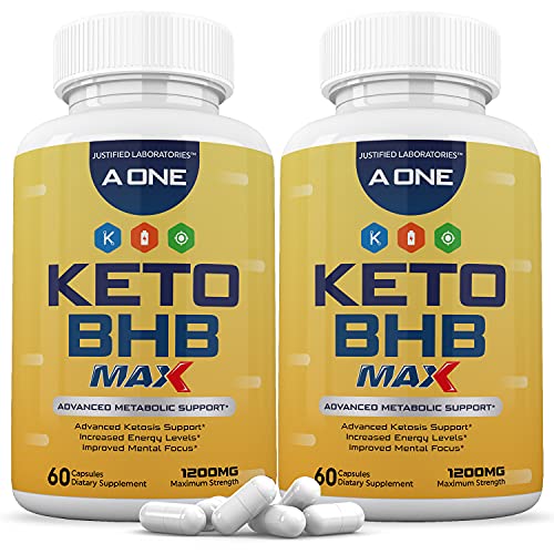 (2 Pack) A One Keto BHB Max 1200MG Pills Includes Apple Cider Vinegar goBHB Exogenous Ketones Advanced Ketogenic Supplement Ketosis Support for Men Women 120 Capsules