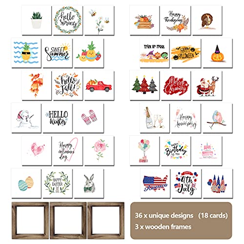 Easter Decorations Farmhouse Easter Home Decor Easter Signs 36 Interchangeable Sayings with 3 Wooden Frames Easter Spring Decorations for Office and Living Room Tiered Tray Decor Table Desk Wall Decor Seasonal Decoration Holiday Gift | The Storepaperoomates Retail Market - Fast Affordable Shopping