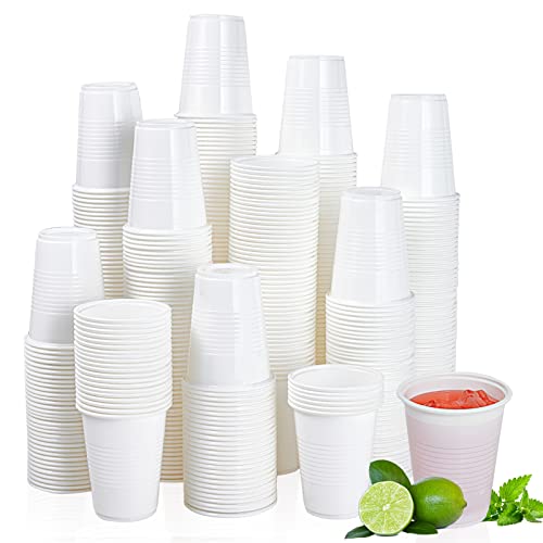 Lilymicky 500 Pack 7 oz Disposable Plastic Cups, Drinking Cups, White Party Cups for Birthday Parties, Picnics, Ceremonies, and Wedding
