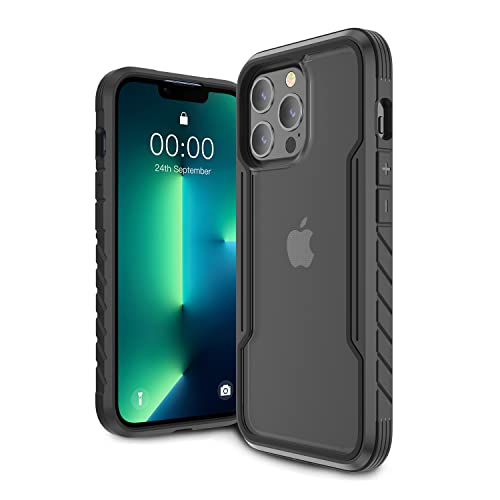 Shockproof Case Compatible with iPhone 13 Pro Max (Case 2021), Heavy Duty Protective Phone Case Clear, Rugged Aluminum Frame Case for iPhone 13 Pro Max 6.7 inch (Black)