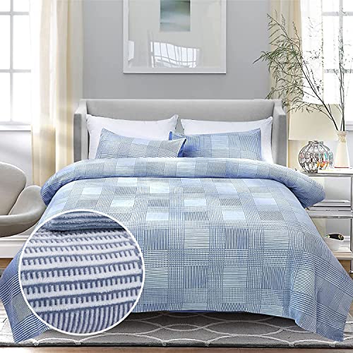 BedsPick Duvet Cover Set Full Size, Soft Lightweight Breathable for All Season, 3 Pieces Flannel Microfiber Bedcover with Zipper Closure and Grid Pattern, 1 Duvet Cover 80×90 inches and 2 Pillow Sham