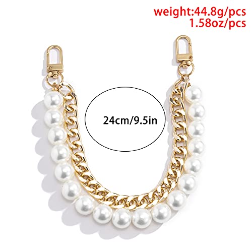 Wiwpar Handbag Imitation Pearl Chunky Chain Short Handle Replacement Chain Accessories Purse Straps Shoulder Pearl Metal Chain Gold | The Storepaperoomates Retail Market - Fast Affordable Shopping