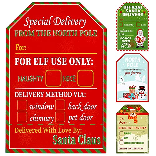 400 Pieces Christmas Self Adhesive Tag Stickers Christmas Tags Labels Santa Claus Stickers Xmas Name Tags Stickers Decorative Stickers for Christmas Present Seals Cards Greeting Holiday Decoration