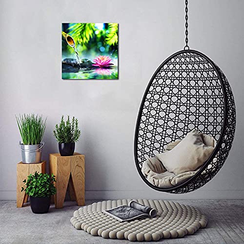 JDKWAY Green Leaf Canvas Wall Art Bathroom Decor Zen Spa Canvas Artwork Bedroom Wall Decoration Contemporary Canvas Pictures Bamboo Lotus Flower Massage Treatment Stone for Bathroom 12×12 Inch | The Storepaperoomates Retail Market - Fast Affordable Shopping