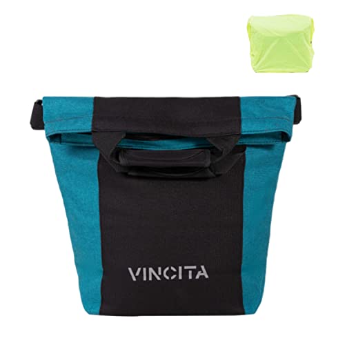 Vincita Noah Tote Bike Pannier – Unisex Design with Shoulder Strap – Water Resistant Shoulder Tote – Fits Up to 13″ Laptop – Trunk Bag for Bike Rack for Commuting Or Grocery Shopping (Turqouise)