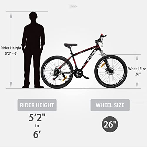 Max4out Mountain Bike 26 Inch Wheel 21 Speed Mountain Bicycle for Men and Women, High Carbon Steel Frame with Daul Disc Brakes Suitable for Outdoor Sports and Commuting Black | The Storepaperoomates Retail Market - Fast Affordable Shopping