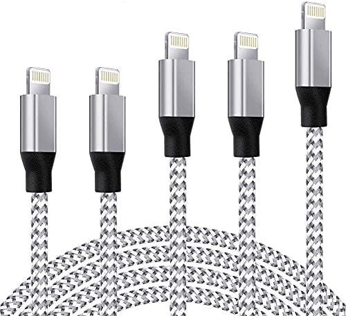 iPhone Charger [Apple MFi Certified] WACAUR 5Pack(3/3/6/6/10FT) Compatible iPhone 12Pro Max/12Pro/12/11/Pro/Xs Max/X/8 and More-SilverWhite Silver and Grey | The Storepaperoomates Retail Market - Fast Affordable Shopping