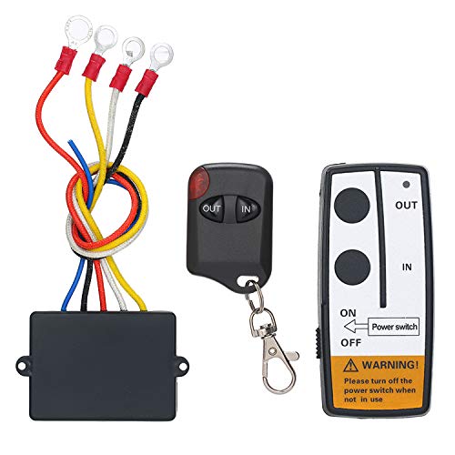 AMOSKAMAR Wireless Winch Remote Control Kit with Indicator Light 100ft Universal for 12V Jeep Truck SUV ATV Winch