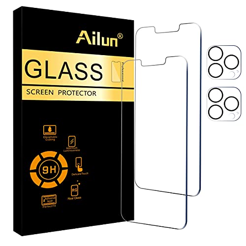 Ailun 2Pack Screen Protector for iPhone 13 Pro [6.1 inch] Display 2021 + 2 Pack Camera Lens Protector, Tempered Glass Film,[9H Hardness] – HD [Not for iPhone 13 Pro Max]