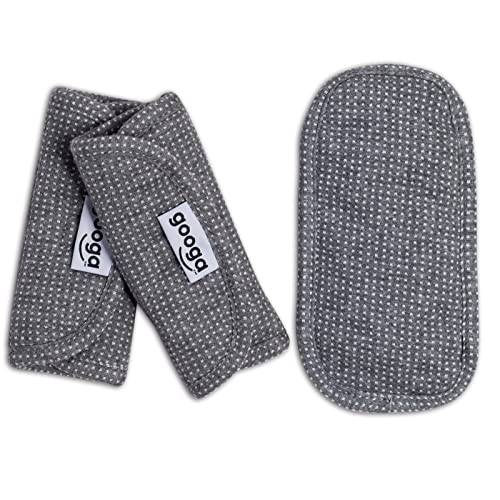 GooGa Car Seat Straps Shoulder Pads & Crotch Pad for Baby Kids – Made with Premium Ultra Soft Cotton Fabric – Grey Poker Dot Design Seat Belt Covers for All Baby Car Seats/Stroller (Pocker Dot)