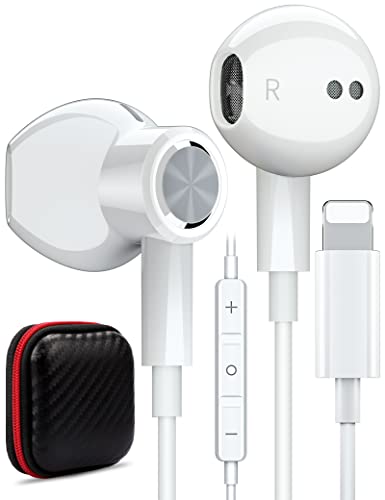 iMangoo for Lightning Headphones Wired Earphones for iPhone 14 Pro Max 13 12 Mini 11 Headset Magnetic Earbuds HiFi Stereo MFi Certified Volume Control Microphone for Apple iPhone 10 X XR SE3 7 8 Plus