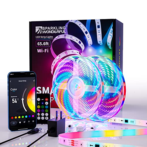 Sparkling Wonderful Smart Led Lights 65.6ft WiFi Bedroom Light Music Sync RGB TV Party Decoration APP Remote Color Light Strips