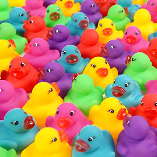 144-Pack Mini Bath Ducks Set, Mini Colorful Rubber Duckies Bath Toy for Child,Float & Squeak Tiny Ducks Pool Toy Set for Kids Party Favors,Birthday Party Supplies,Prize Rewards