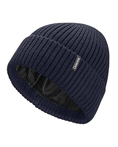 Ocatoma Beanie Hat for Men Women Warm Winter Knit Cuffed Beanie Soft Warm Ski Hats Unisex Navy