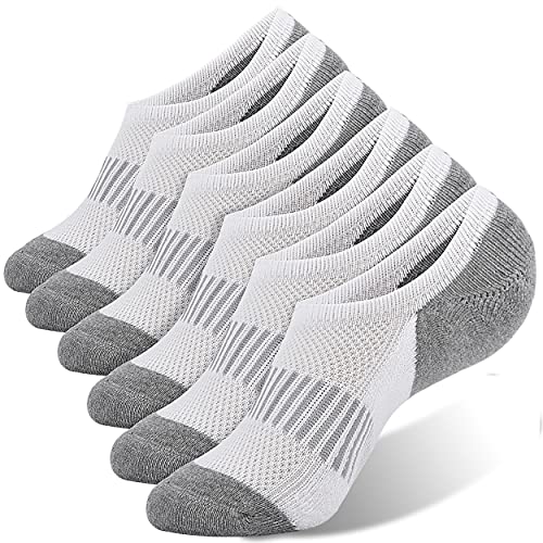 Cozi Foot 6 Pairs Women No Show Socks Cushion Athletic Running Low Cut Socks (Shoe Size: 9-11, C01-White)