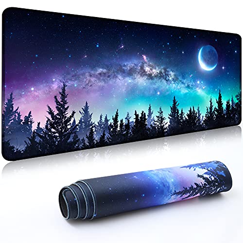 Desk Mat,Large Mouse Pad 35”×15.6”×0.12” XXL Extended Gaming Mouse Pad Mat with Non-Slip Base Stitched Eges Mousepad for Computer,Office,Keyboard and Laptop – Forest Moon