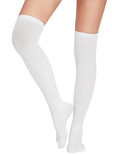 ADOME Thigh High Socks Womens Long Athletic Socks Outdoor Sports Socks Knee High Socks Stockings Tube Socks White