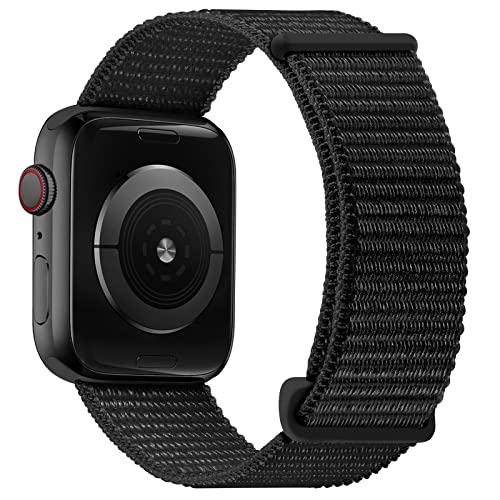 Oxwallen Sport Loop Nylon Band Compatible with Apple Watch 7/8 Ultra 49mm 45mm 42mm 44mm, Comfortable Braided Strap Women Men Competible for iWatch SE & Series 7/8 6 5 4 3, Black