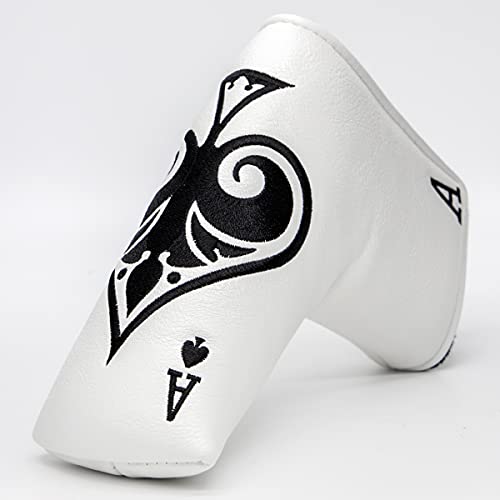 Poker Ace Blade Putter Cover Magnetic Putter Headcover Head Cover for Blade Putters – Golf Putter Cover White for Men fits Scotty Cameron Ping Putters