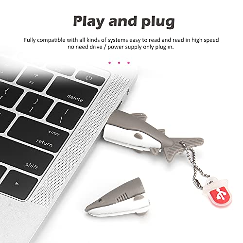 USB Flash Drive 64GB Cute Grey Shark Shaped USB Drive Thumb Drives USB 2.0 Memory Stick for External Data Storage | The Storepaperoomates Retail Market - Fast Affordable Shopping