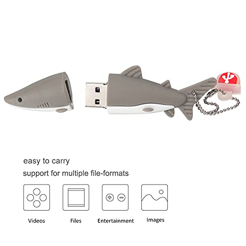 USB Flash Drive 64GB Cute Grey Shark Shaped USB Drive Thumb Drives USB 2.0 Memory Stick for External Data Storage | The Storepaperoomates Retail Market - Fast Affordable Shopping
