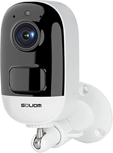 SOLIOM Security Camera Outdoor Wireless Battery Powered,1080P WiFi Indoor Home System with IP67 Waterproof,Night Vision,2-Way Audio,Siren Alarm,Motion Sensor,Schedulable Working Time B06
