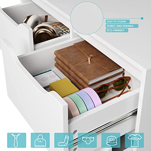 URKNO Modern 6 Drawer Dresser, Double Chest of Drawers with Storage, 3+3 Clothing Organizer with Cut-Out Handle, Dresser Chest, Wood Storage Cabinet for Living Room, Bedroom, Hallway, White | The Storepaperoomates Retail Market - Fast Affordable Shopping
