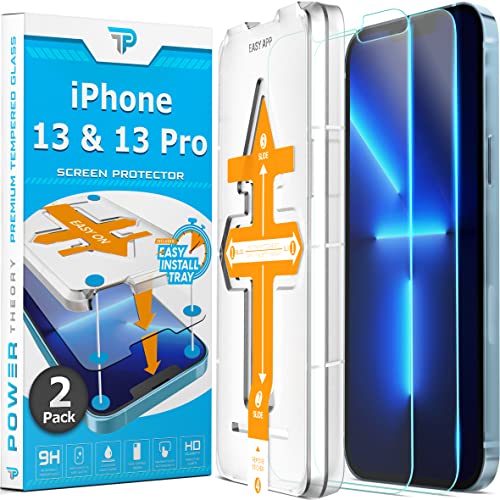 Power Theory Screen Protector for iPhone 13 Pro/iPhone 13 [2 Pack] with Easy Install Kit [Premium Tempered Glass]