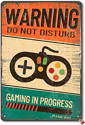 Warning Do Not Disturb Gaming In Progress Please Wait Vintage Poster Tin Sign Bathroom Home Garden Retro Store Cafe 8X12 Inch Retro Look Metal Poster Sign For Home Farm Garage Quotes Wall Decor